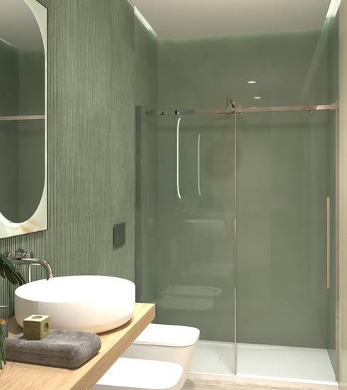 Bathroom project Resin 3D Stone effect FOGLIE LINFA TORTORA BOSCO LINFA RIFLESSI BOSCO color tiles