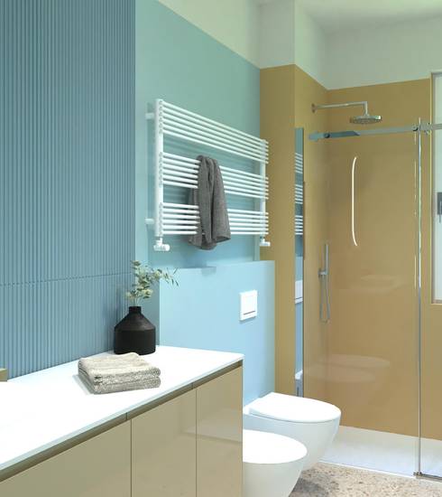 Bathroom project Resin 3D Stone effect GROOVE BLUE CARAMEL BEIGE CLOUD color tiles