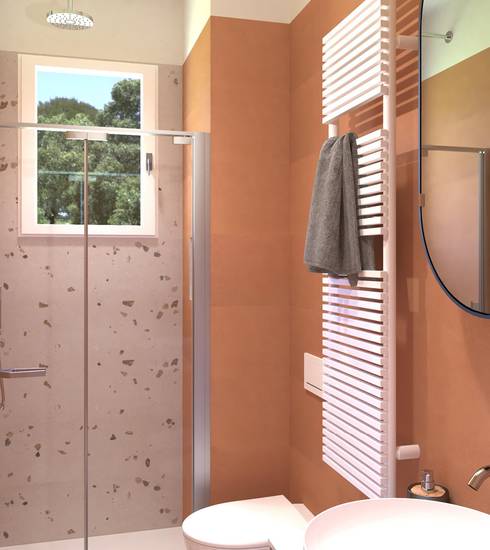 Bathroom project Decor Box Resin effect SASSI TORTORA TERRACOTTA color tiles