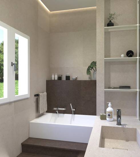 Bathroom project Resin effect TORTORA TERRA color tiles