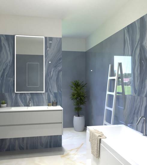 Bathroom project Decor Box Resin Marble effect CIELO ABISSO RIFLESSI CIELO BIANCO color tiles