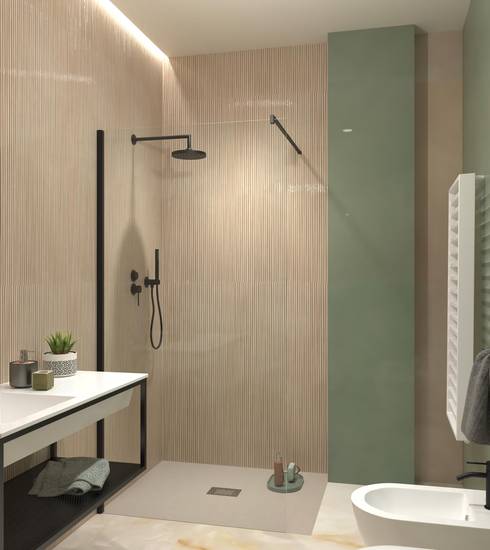 Bathroom project 3D Marble Resin effect RIFLESSI BOSCO BOSCO ECRU RIFLESSI ECRU BEIGE color tiles