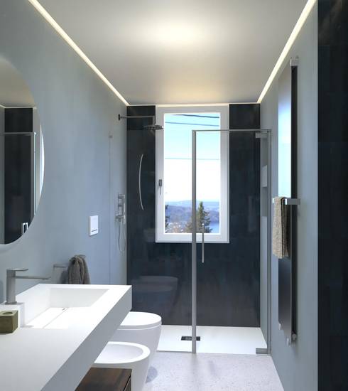 Bathroom project Brick & Chevron Resin effect CIELO BLU NAVY GOCCE GHIACCIO color tiles