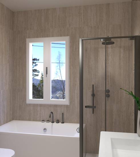 Bathroom project 3D Resin Stone effect FOGLIE LINFA GROOVE BEIGE BEIGE LINFA color tiles