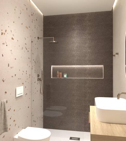 Bathroom project Resin Decor Box 3D effect BEIGE KENZIA BEIGE SOLID VERDE MOSAICO MICRO BEIGE SASSI TORTORA SOLID BLU MOSAICO SOLID COTTO MOSAICO MICRO TERRA color tiles