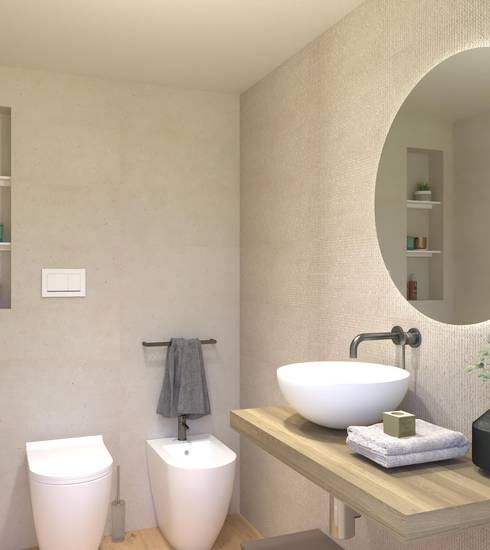 Bathroom project 3D Wood Resin effect BEIGE MICRO BEIGE HONEY color tiles