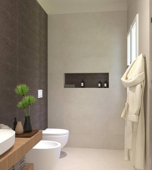 Bathroom project 3D Decor Box Resin effect SASSI TORTORA BEIGE MICRO TERRA MICRO BEIGE TRAMA BEIGE color tiles