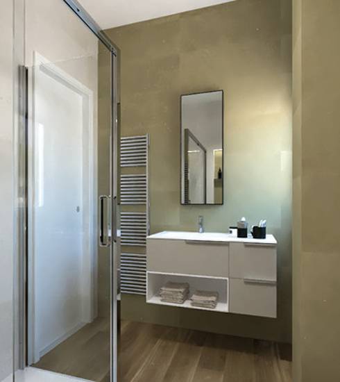 Bathroom project Résine 3D Bois effect WHITE GLOSS WHITE EXTRA MATT LUCE OLIVA MOSAICO BLOSSOM TOUCH OAK STRIPES OLIVA color tiles