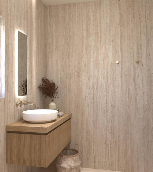Bathroom project Stone effect BEIGE color tiles