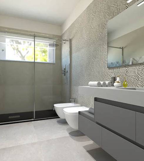 Bathroom project 3D Résine effect GREY PRINT GREY STAR GREY color tiles