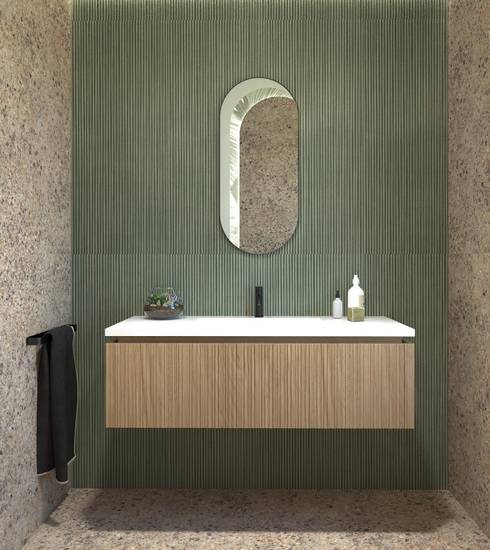 Bathroom project Resin 3D Stone effect RIFLESSI BOSCO BOSCO TORTORA color tiles