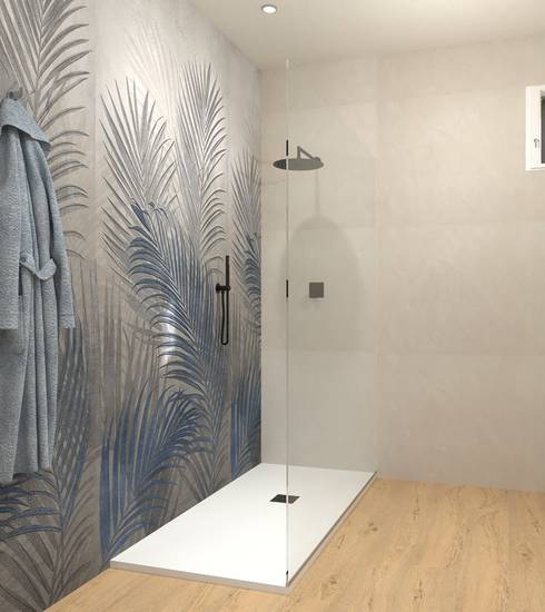 Bathroom project Wood Resin effect STAR WHITE WHITE HONEY color tiles