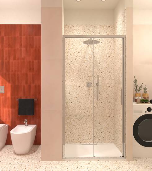 Bathroom project Resin Brick & Chevron effect ROSSO CUORE GEMME BEIGE color tiles