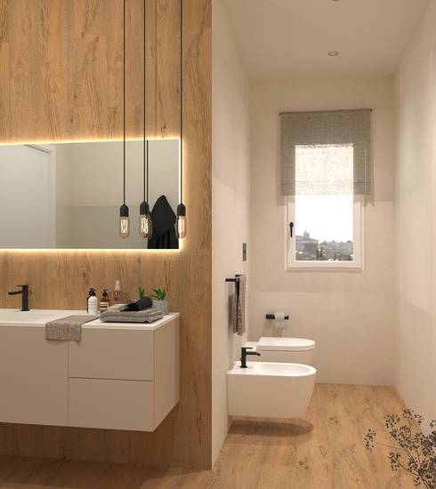 Bathroom project Wood Resin effect GOLD TORTORA color tiles