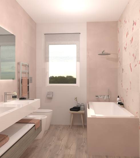 Bathroom project Wood Resin Decor Box effect GHIACCIO PETALS CIPRIA TAUPE color tiles