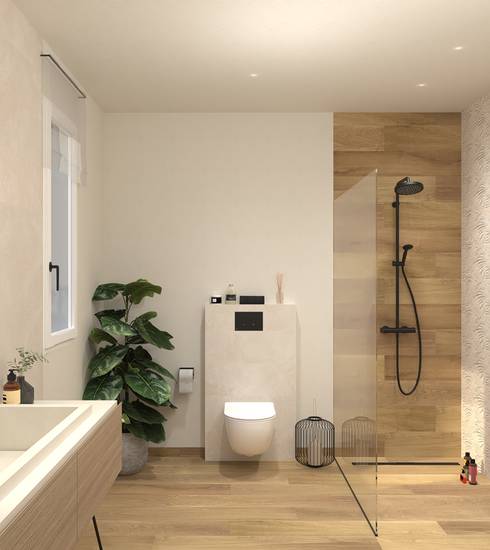 Bathroom project Wood 3D Stone effect LITIA WHITE WHITE ROW WHITE NATURAL FOSSIL WHITE color tiles