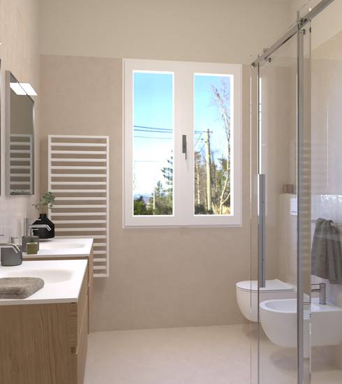 Bathroom project Atelier Resin effect BEIGE AVORIO color tiles