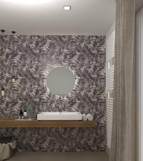 Bathroom project Résine Pierre Decor Box effect TAUPE TROPICAL BIANCO E NERO SABBIA color tiles