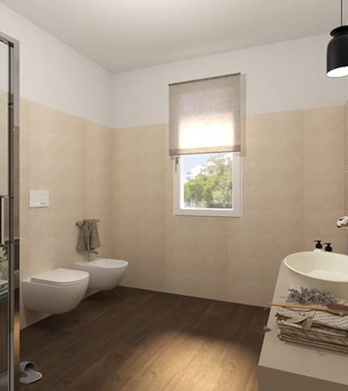 Bathroom project Wood 3D Resin effect ULIVO BEIGE ROPE BEIGE color tiles