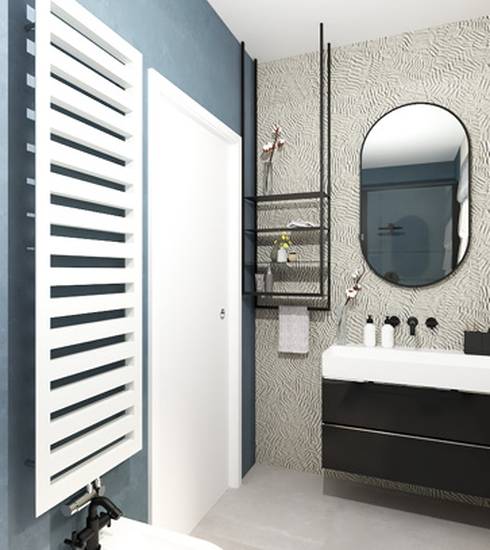 Bathroom project 3D Résine effect STAR WHITE WHITE BLUE color tiles