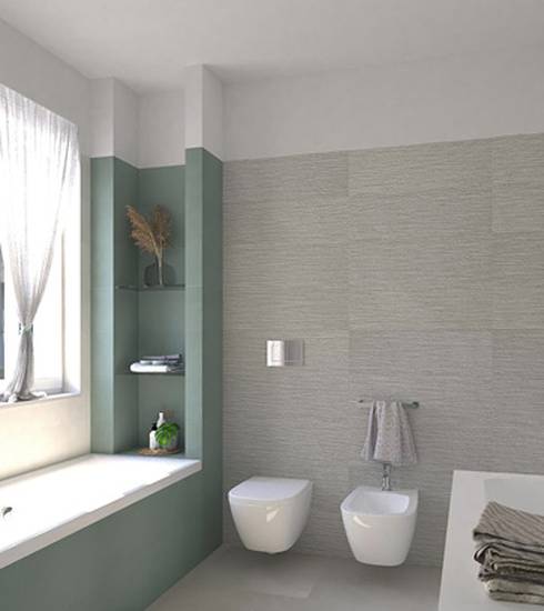 Bathroom project 3D Resin effect PERLA ROPE PERLA SALVIA color tiles