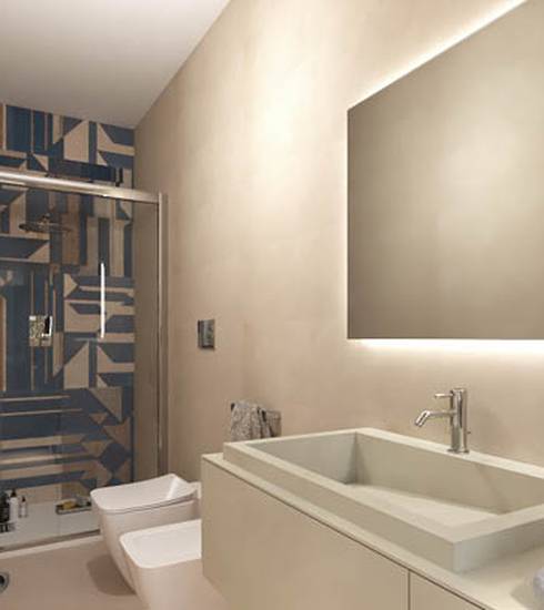 Bathroom project Decor Box Resin effect TEXTURE KILIM TORTORA color tiles