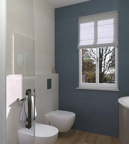 Bathroom project 3D Bois Résine effect STAR WHITE WHITE NATURAL BLUE color tiles