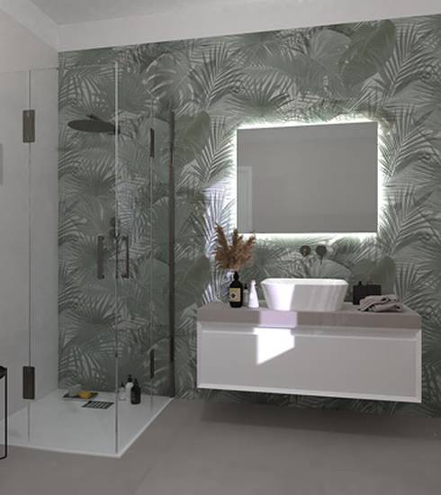 Bathroom project Decor Box Resin effect GHIACCIO GRIGIO TROPICAL VERDE color tiles