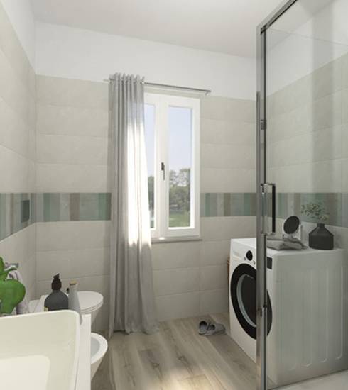 Bathroom project Wood Decor Box Resin effect SILVER SALVIA PERLA WATERCOLOR BEIGE ROPE PERLA ROPE BEIGE color tiles