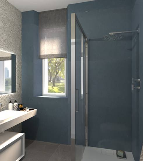 Bathroom project 3D Résine Pierre effect GREY PRINT GREY STAR GREY BLUE color tiles