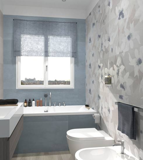 Bathroom project Wood Resin Decor Box effect SILVER FLOWER CONCRETE SKY TAUPE color tiles