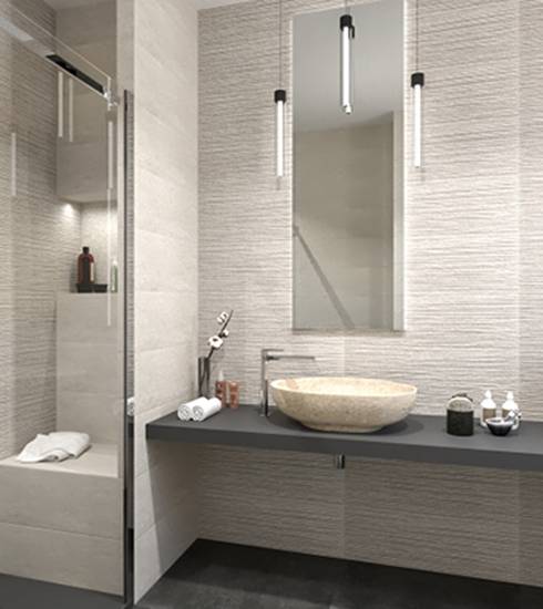 Bathroom project 3D Stone effect GREY RANDOM MOSAICO DARK GREY ROCK GREY color tiles