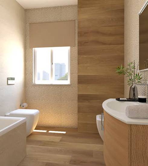 Bathroom project Wood 3D Stone effect BEIGE FLOWER BEIGE NATURAL EDGE BEIGE ROCK BEIGE color tiles