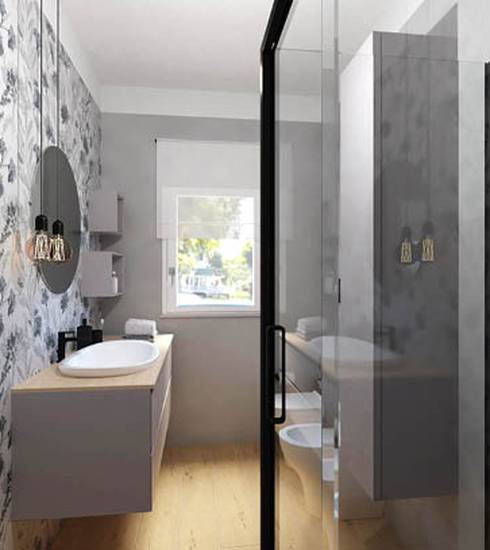 Bathroom project Madera Resina Decor Box effect PERLA HONEY FLOWER BLU color tiles