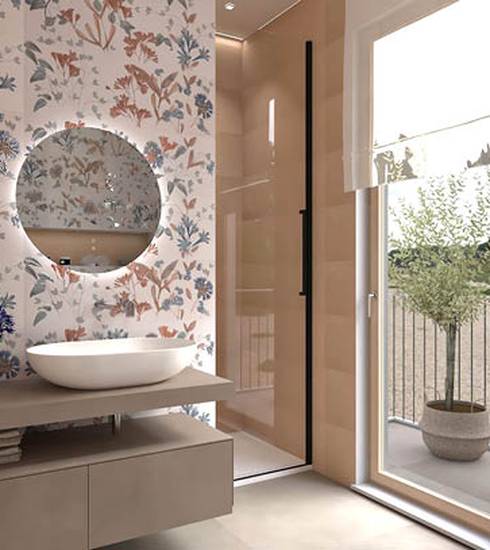 Bathroom project Decor Box Resin effect CREPUSCOLO BREZZA FLOWER ROMANCE color tiles