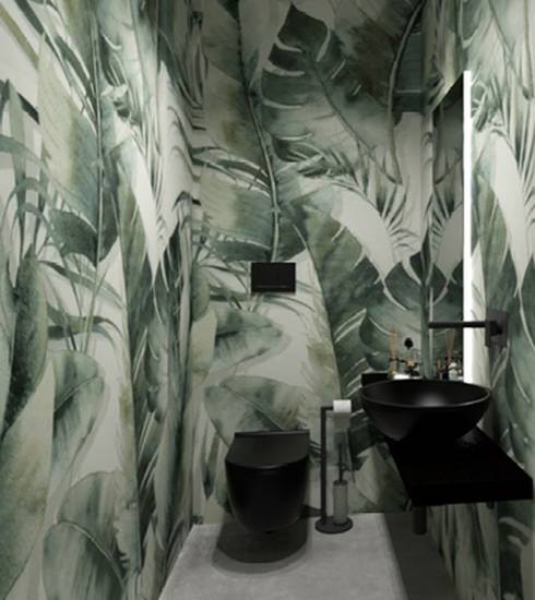 Bathroom project Résine Pierre Decor Box effect PRINT WHITE STAR WHITE JUNGLE GREY WHITE color tiles