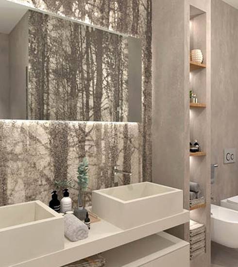 Bathroom project Resin Decor Box effect TAUPE LIGHT WOOD FOG color tiles