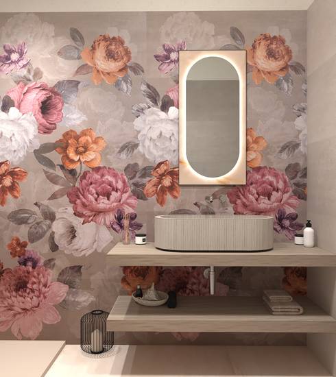 Bathroom project Resin Decor Box effect PEONY SAND TAUPE color tiles