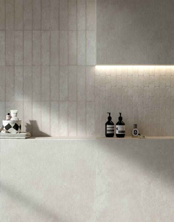 Imagen de ambiente , realizada con baldosas de la colección: NOBU – BLANCO