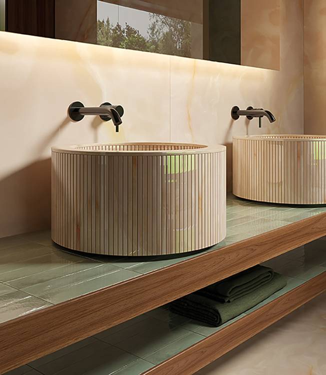 Imagen de ambiente , realizada con baldosas de la colección: GEMME – Rojo