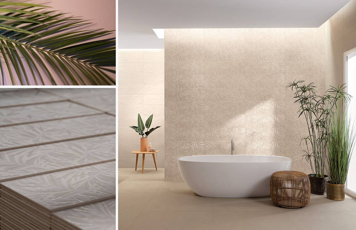 Imagen de ambiente , realizada con baldosas de la colección: DECO&MORE – BEIGE
