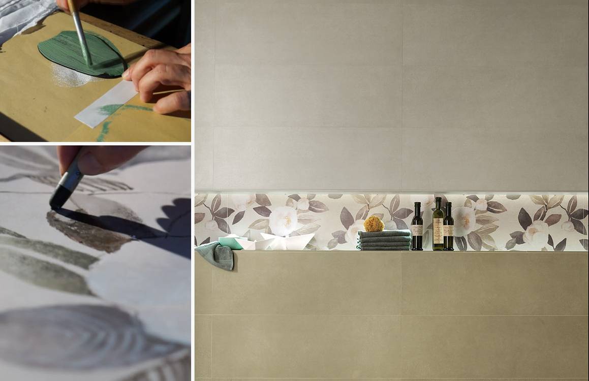 Imagen de ambiente , realizada con baldosas de la colección: SUMMER – GRIS, Verde