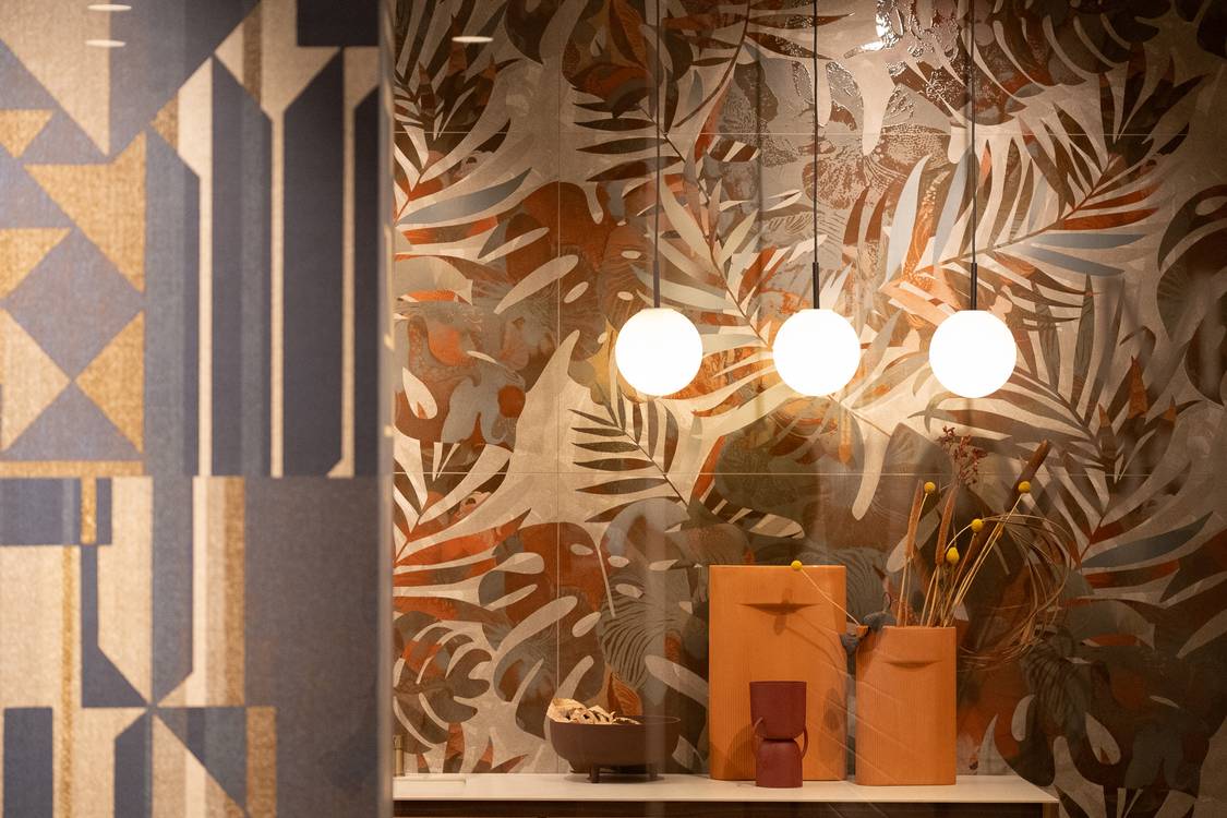 Imagen de ambiente , realizada con baldosas de la colección: FAP MURALS – Verde, Blu