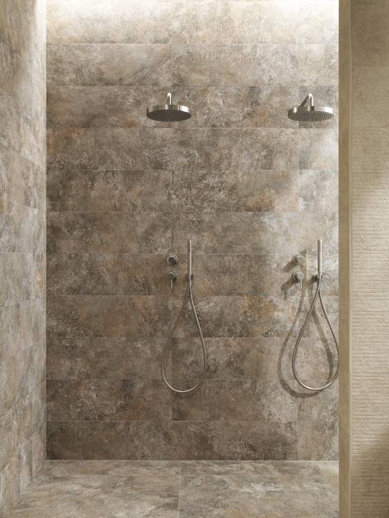 Imagen de ambiente , realizada con baldosas de la colección: NOBU – BROWN