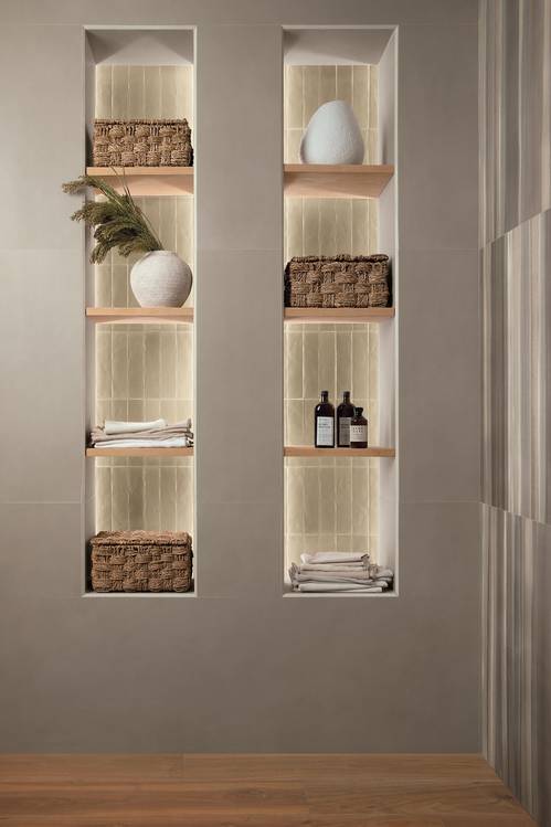 Imagen de ambiente , realizada con baldosas de la colección: GLIM – BEIGE