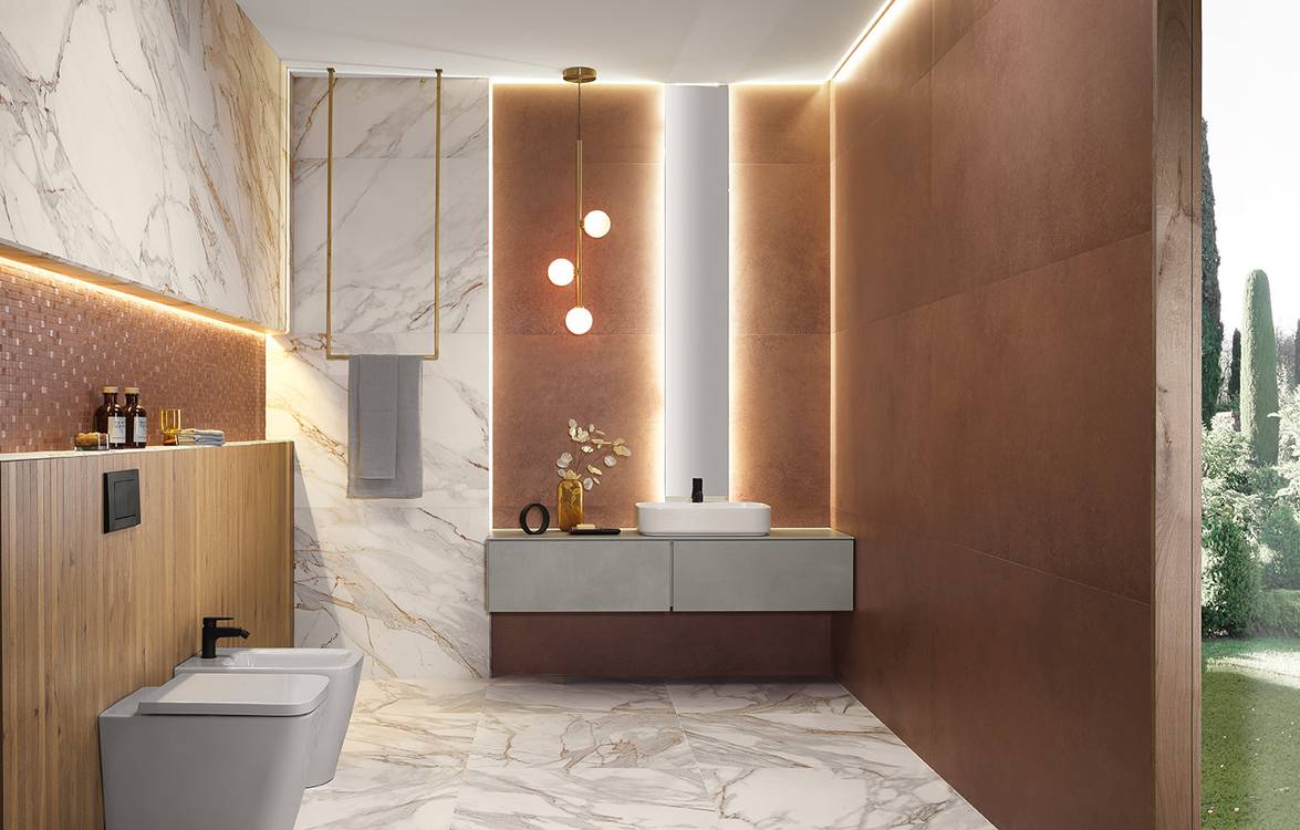 Imagen de ambiente , realizada con baldosas de la colección: FAP EXXTRA 80X160 – BEIGE