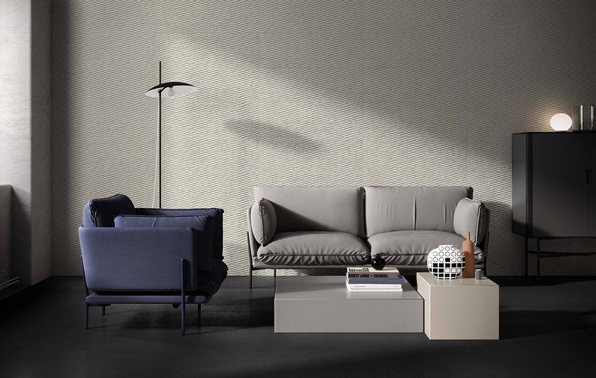 Imagen de ambiente House, realizada con baldosas de la colección: LUMINA STONE – GRIS