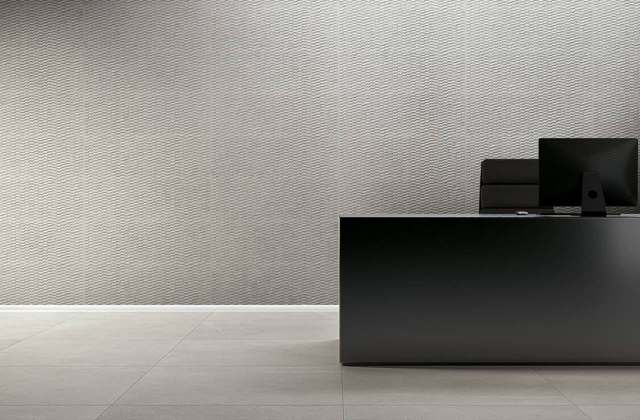 Интерьер контракт, оформленный плиткой из коллекции: LUMINA STONE – WHITE