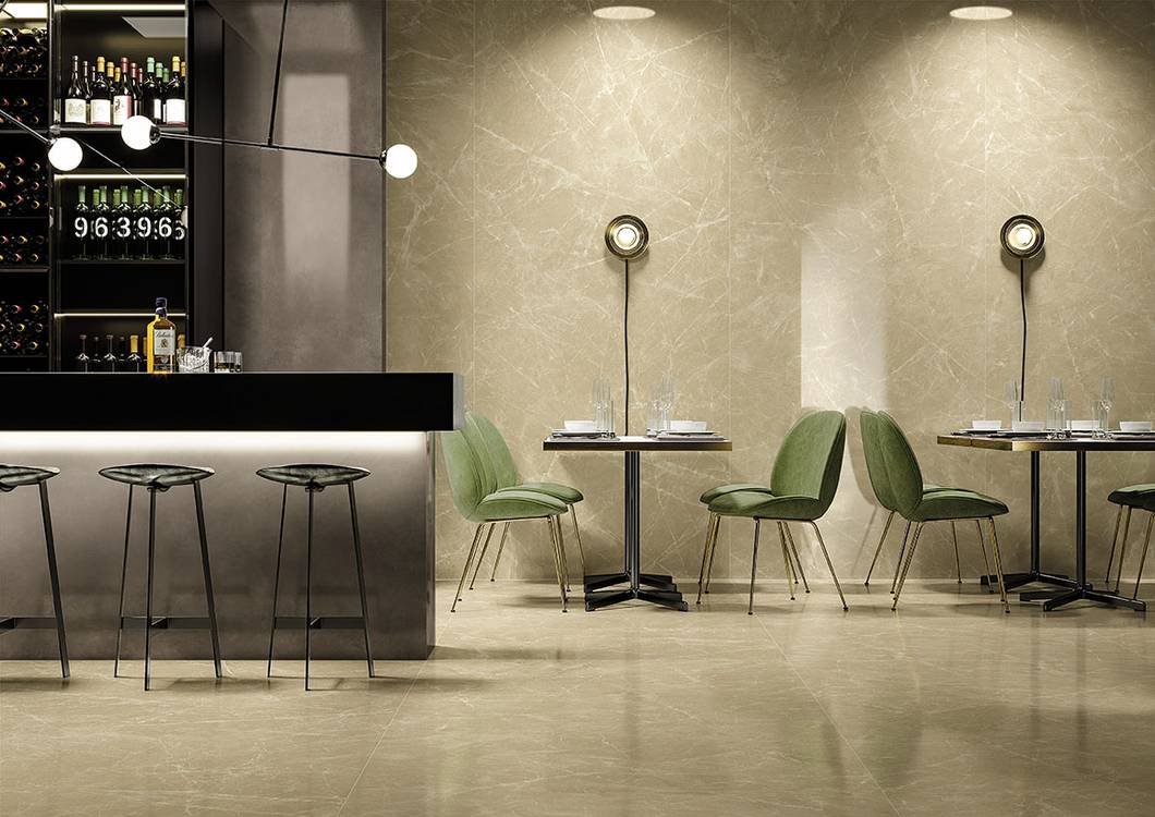 Room view , created with tiles from the collection: FAP MAXXI 120x278 – Beige