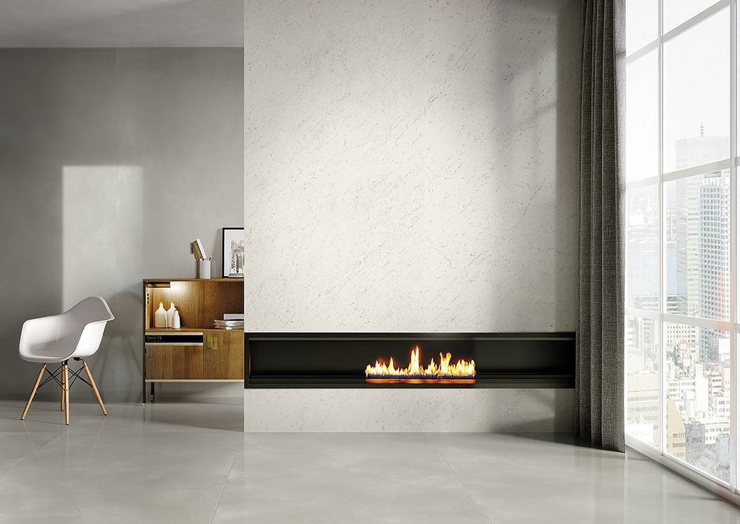 Room view , created with tiles from the collection: FAP MAXXI 120x278 – White, Grey